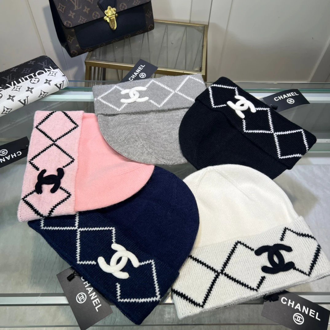 Chanel Hat Casual Knitted Hat High Quality Fashion Big Brand Official Website Quality Autumn and Winter Feel Super Soft and Comfortable Knitted Thread Hat,Excellent Elasticity!Travel Essential