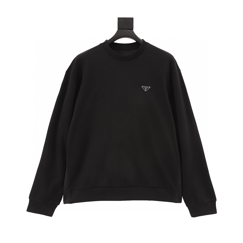PRADA Hoodie Pocket Triangle Mark Long Sleeve T T-shirt for Men and Women