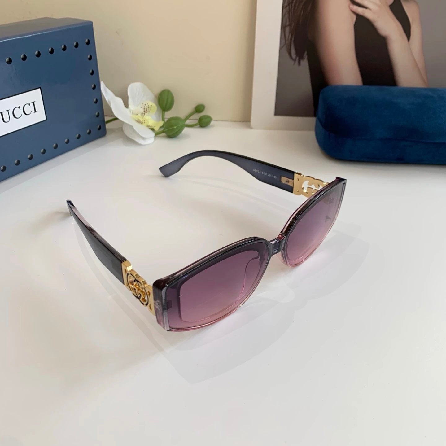 Gucci Sunglasses Double G Gold Label Temple Sunglasses Slimming No Prescription UV Protection for Men and Women Couples Driving Beach Fishing25ss New Sports Casual Versatile