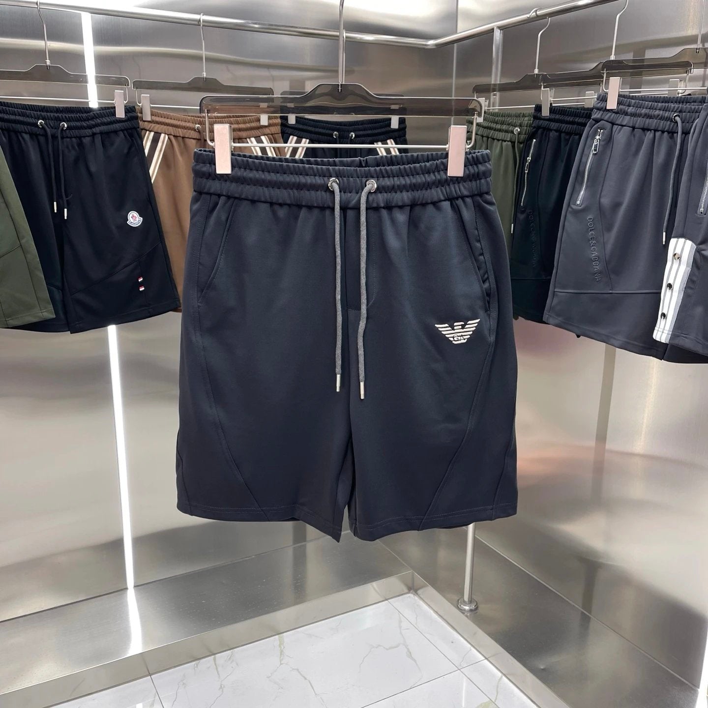 Armani Shorts Back Body Pocket Letters Printing logo Five-point Shorts25ss New Drawstring Casual Pants for Men and Women, Summer Style5Two-in-One Casual Sweatpants Pure Cotton Joggers