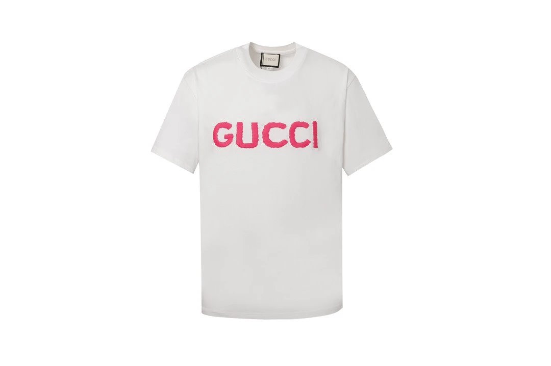 Gucci T-shirt 3D Letter Embroidery on the Chest logo round Neck Short Sleeve25ss New pure cotton T Unisex T-Shirt OS Loose Fit Base Shirt Top Half Sleeve T-Shirt
