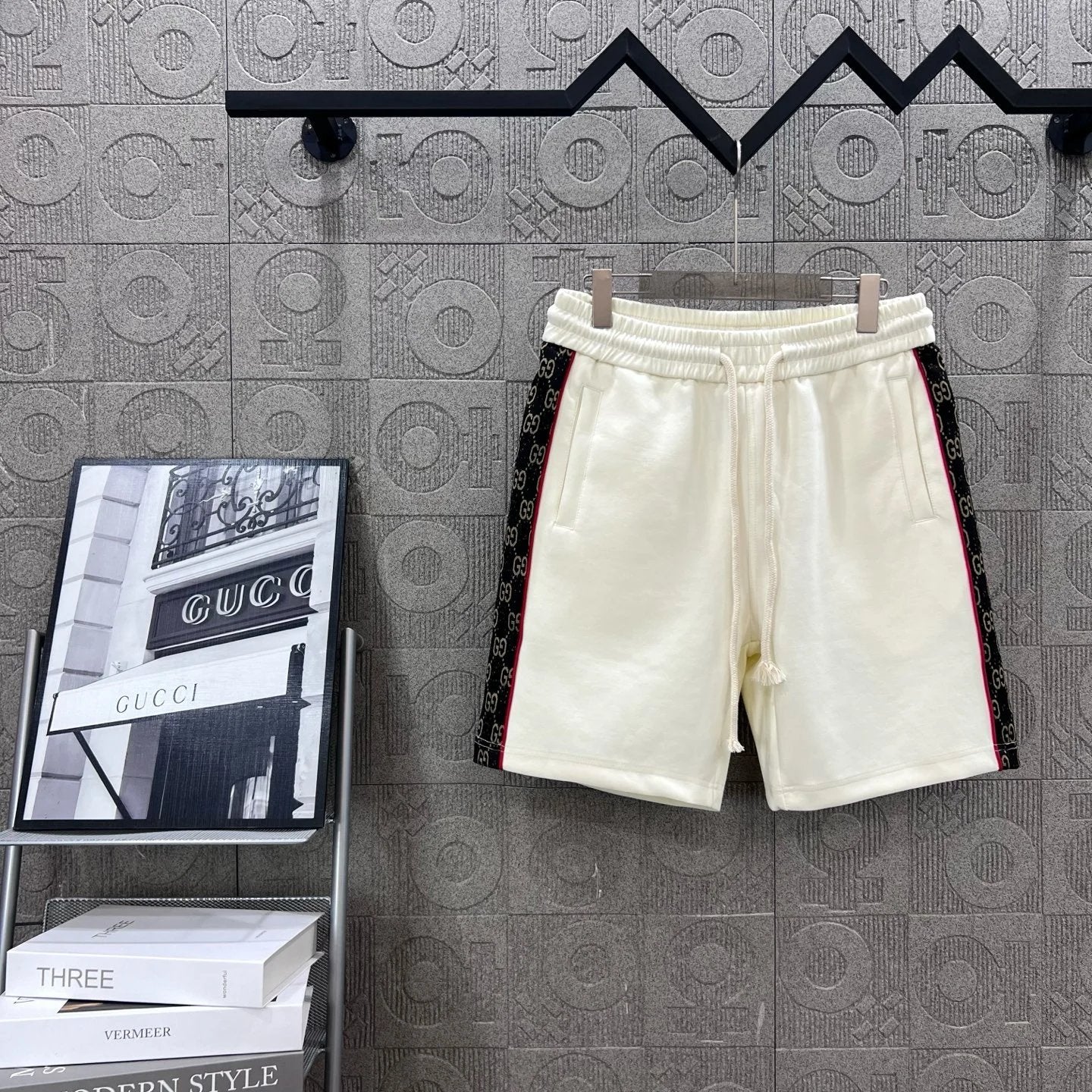 Gucci Shorts Red edge double G Woven Jacquard Ribbon logo Five-point Shorts25ss New Drawstring Casual5Two-Piece Casual Sweatpants Summer Pants Unisex Pure Cotton Sweatpants