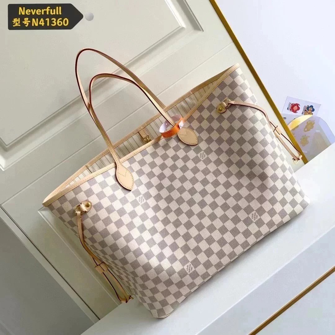 Louis Vuitton LV Women's Bag Top version Original Leather Large Presbyopic Chessboard Shopping Bag Shoulder Portable Mother and Child Bag Women's Bag M40990M40991M41180N41357N41604N41360neverfull Large Tote Bag