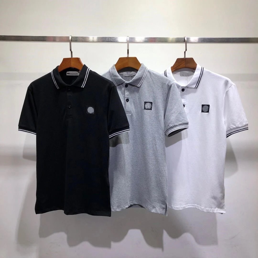 Stone Island T-shirt Supply Spring and Summer New Solid Color Chest Embroidery Small Icon POLO Shirt Men's and Women's Same Loose Cotton Short Sleeve T T-shirt