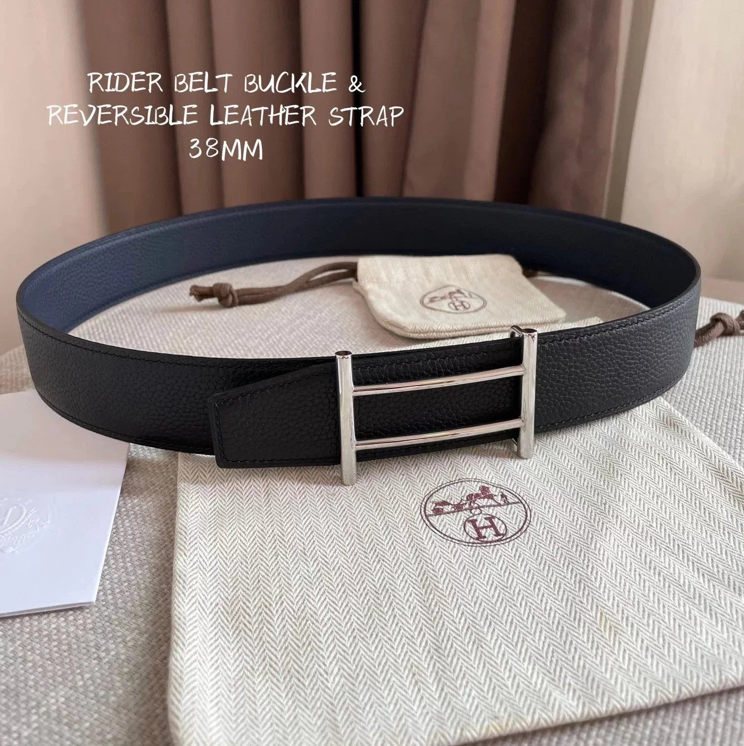 Hermes Belt Top version Exclusive Mobile Phone Real Shot High Quality Double-Sided Imported First Layer Cowhide Men's Belt Double-Sided Available h Home Belt Fashion All-Match Clothes Accessories Width3.8cm