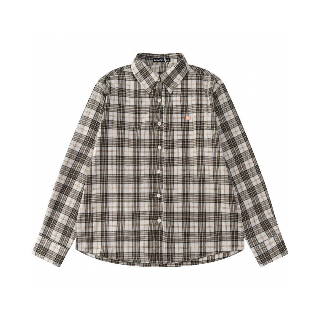 Acne Studios Shirt Top Version Counter Same Style Fashion Brand Long-Sleeved Shirt Men's and Women's Same Lapel Shirt Loose Casual Shirt