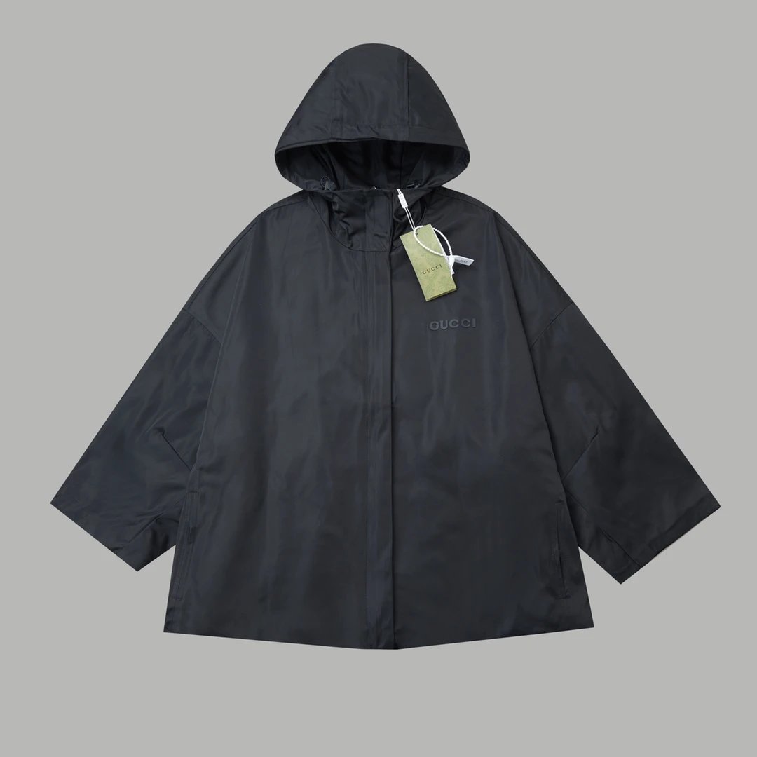 Gucci Jackets Logo Embossing logo Waterproof Hooded Jacket Casual Loose Hoodie Coat Windbreaker os Unisex Style24ss Autumn and Winter New Products
