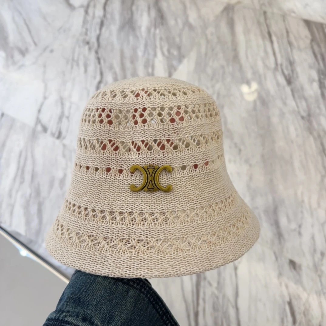 Celine Hat Brand logo Fisherman Hat Casual Sun Protection UV Protection Plain Face Covering Sun Hat Outdoor Versatile Flat Top Bucket Hat