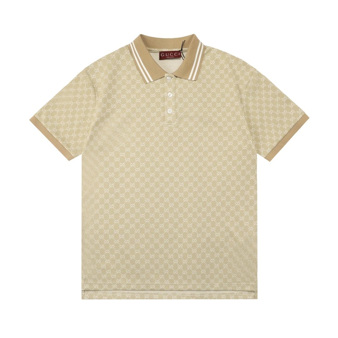 Gucci T-shirt Full Print Double G Letters logo Printing POLO Shirt Lapel Short Sleeve25ss New Unisex Summer Short Sleeve OS Loose T Business Half Sleeve Shirt Plus Size T-Shirt