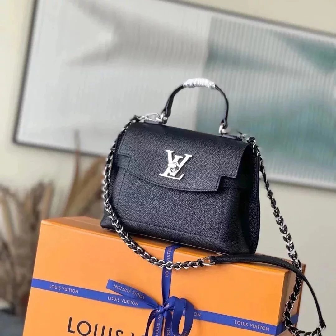 Louis Vuitton LV Women's Bag Top version 【】Women's Bag2022New Lockmeever Mini Handbag Full Leather Handbag Button Flap File Holder Chain Bag Shoulder Messenger Bag M210522108820997