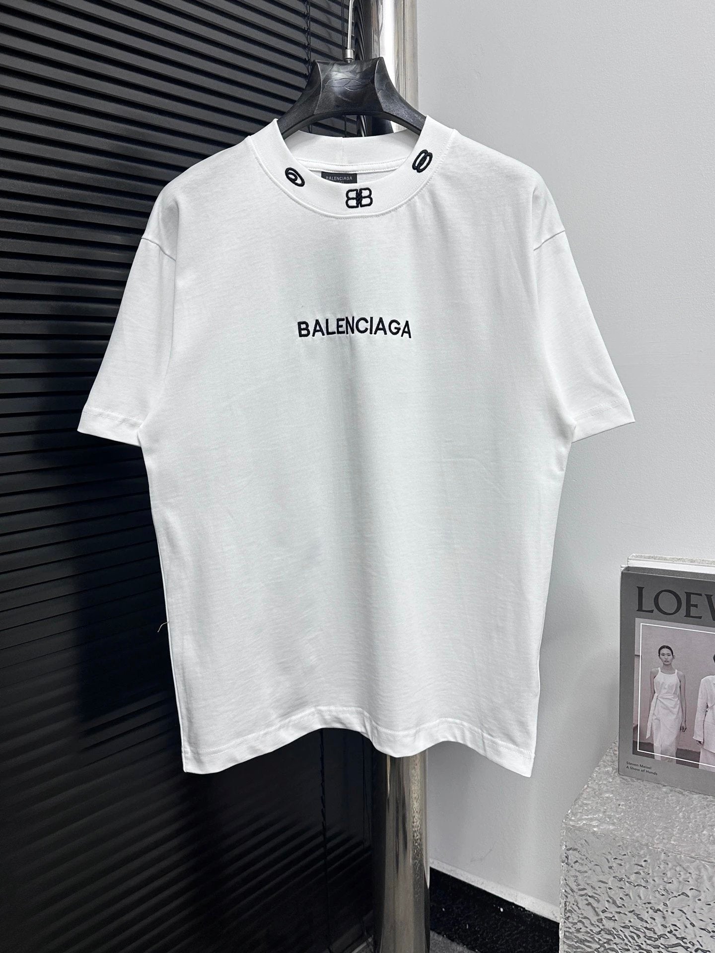 Balenciaga T-shirt Chest Letter Embroidery logo round Neck Short Sleeve25ss New pure cotton T Unisex T-Shirt OS Loose Fit Base Shirt Top Half Sleeve T-Shirt