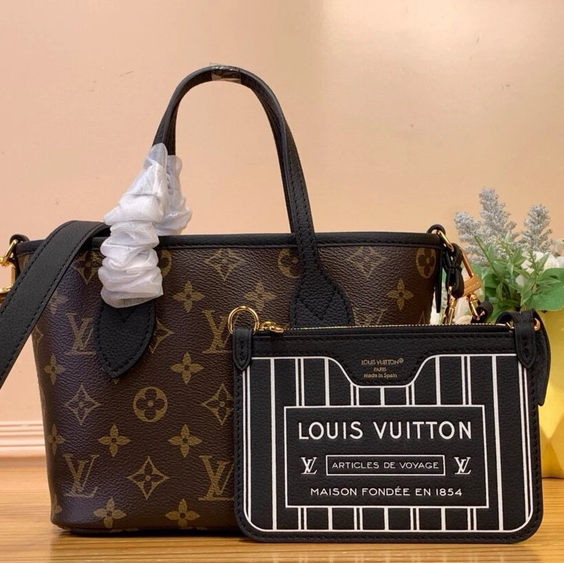 Louis Vuitton LV Women's Bag Top version 【Neverfullmm Handbag】m12061Presbyopic/Brown m11946Presbyopic Neverfull Double-Sided Tote Bag Classic Presbyopic Tote Bag Women's Bag New Presbyopic Double-Sided Large Shopping Bag Mother and Child Bag M12099Mini Do