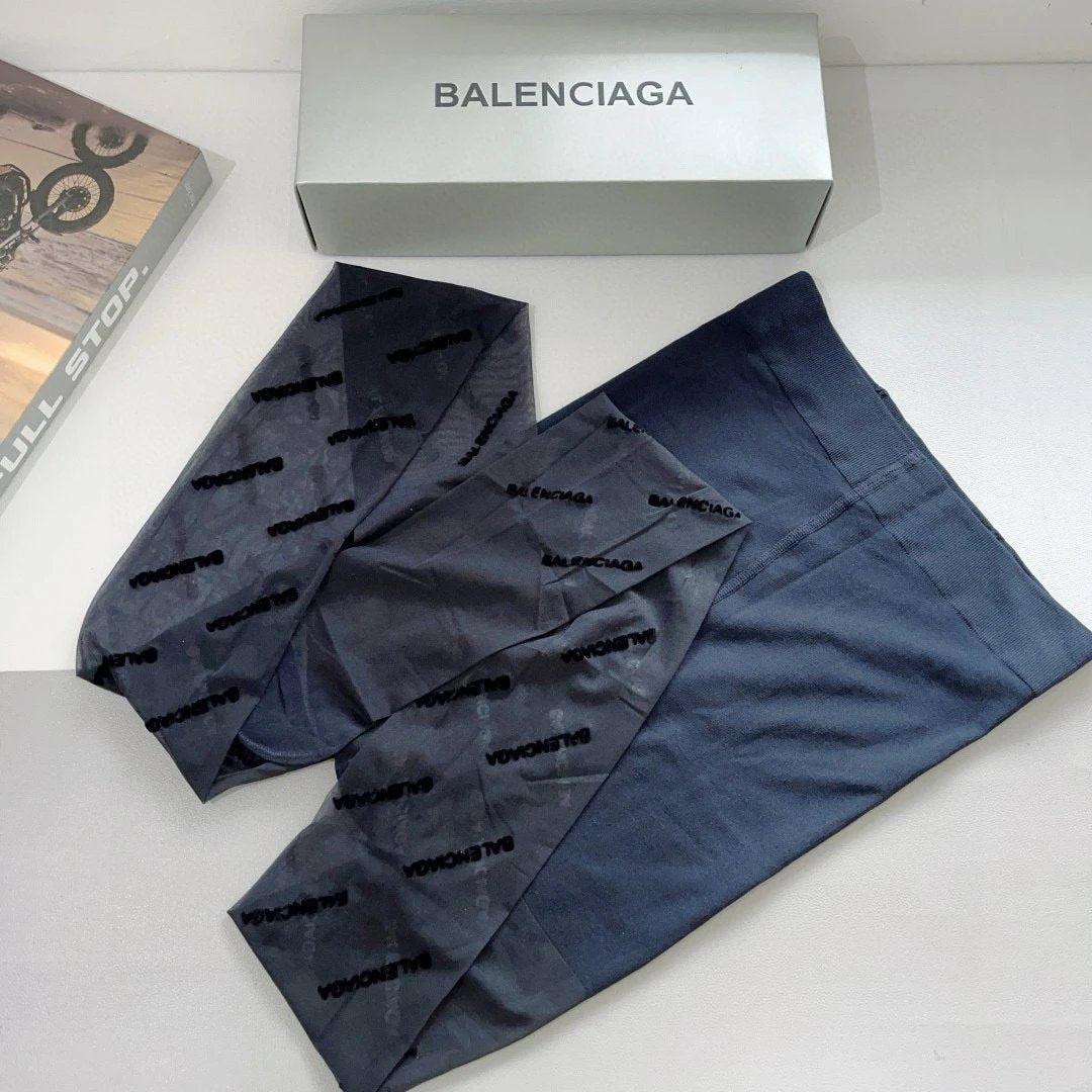 Balenciaga Sock 【a Box1Double】Classic Flocked Letters logo Breathable and stylish stockings25ss New Product B Cotton Socks Spring Summer Autumn Thin Business Sports Casual Versatile Deodorant Sweat-Absorbing