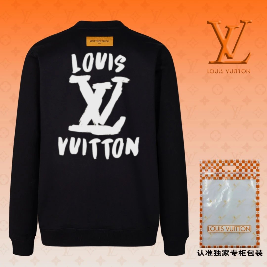 Louis Vuitton LV Hoodie Large back logo Runway Style Crewneck Sweatshirt Long Sleeve Base Shirt Jacket Top Fashion Unisex Sports Casual OS Loose Fit Versatile New Autumn Winter Collection