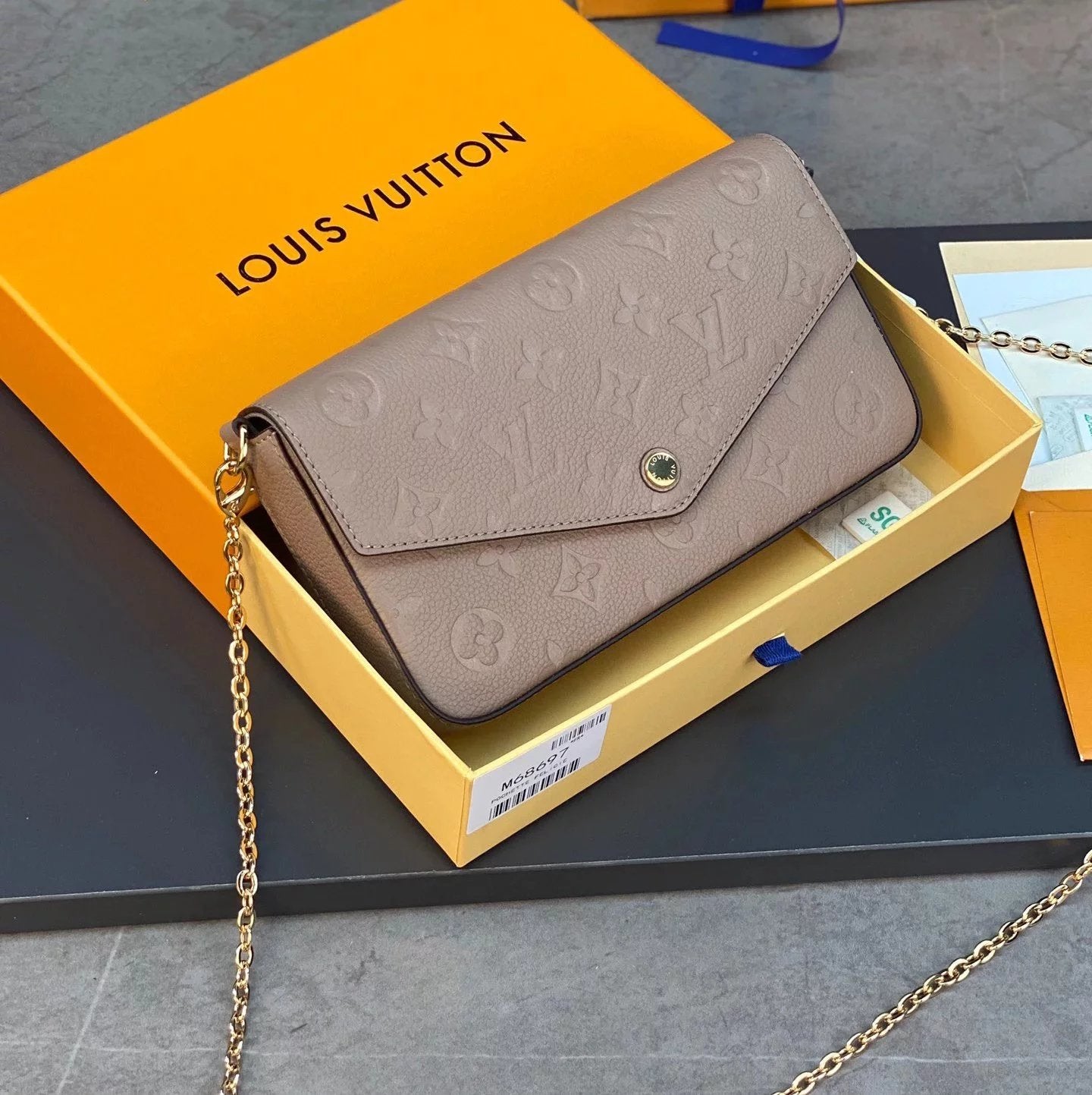 Louis Vuitton LV Women's Bag Top version New felicie Presbyopic Three-in-One Mahjong Bag Envelope Package Clutch Card Holder Wallet Mobile Phone Bag Chain Bag Crossbody Women's Shoulder Bag M61276M640648135981759
