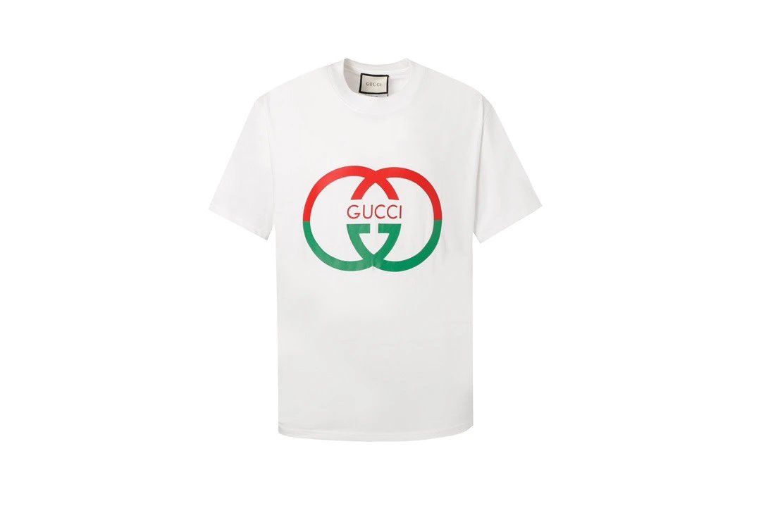 Gucci T-shirt 25ss Double G Logo Crew Neck Short Sleeve Pure Cotton T Unisex T-Shirt OS Loose Fit Base Shirt Summer New Casual Simple T-Shirt