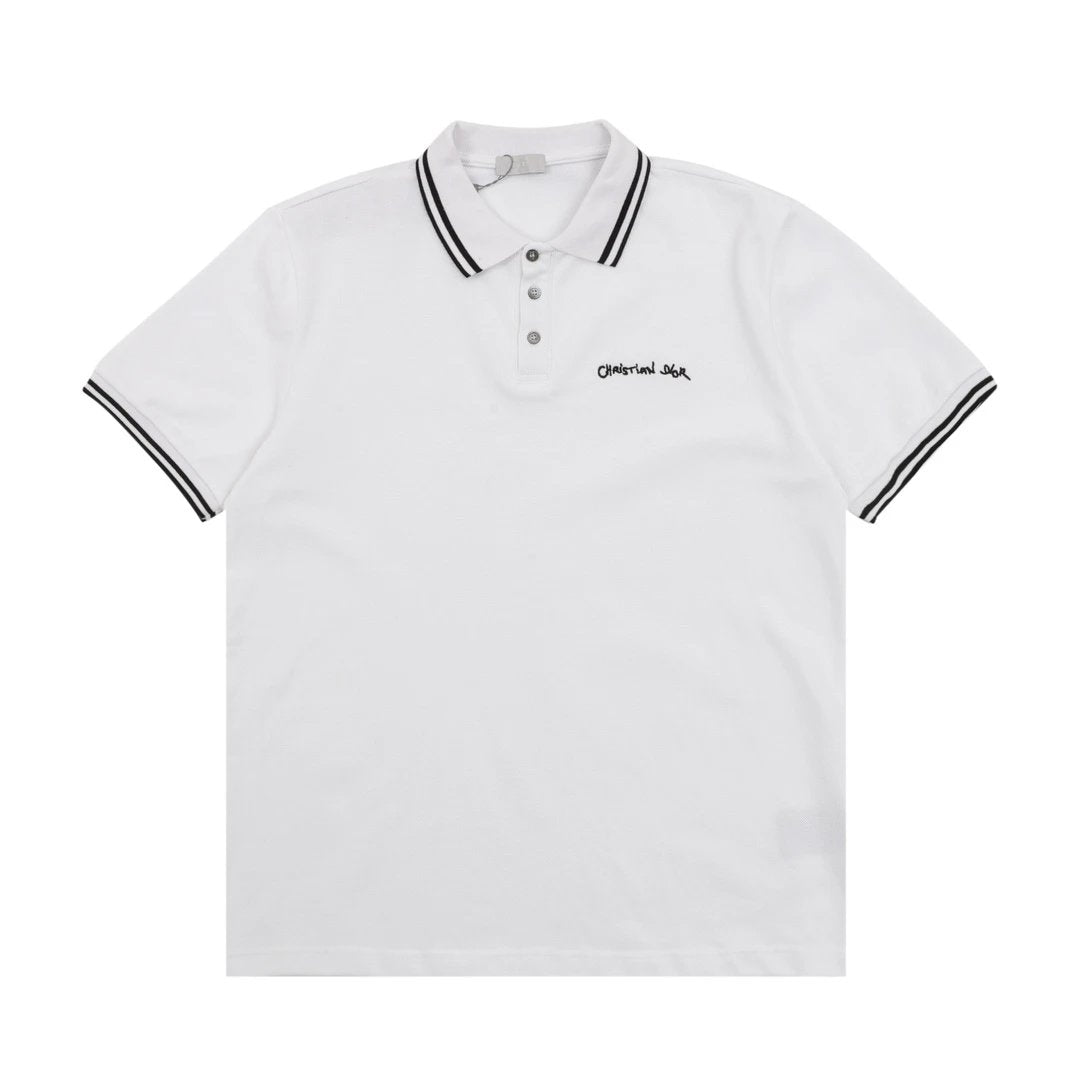 Dior T-shirt Handwritten Letters on the Chest logo Embroidery POLO Shirt Lapel Short Sleeve25ss New Unisex Style OS Loose T Summer Half Sleeve Business Shirt Plus Size T-Shirt