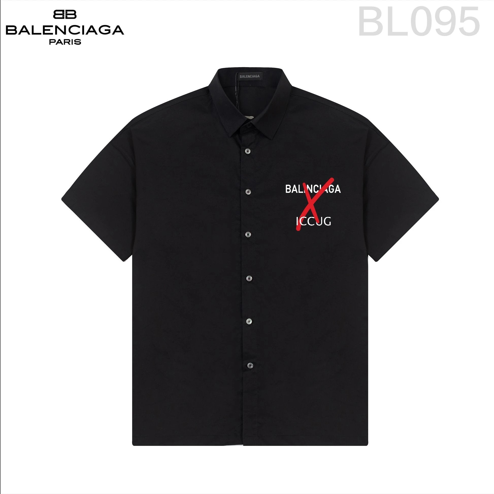 Balenciaga Shirt Classic Logo Printed Turn-down Collar Short Sleeve Shirt Unisex Versatile Business Casual Slim Fit Jacket