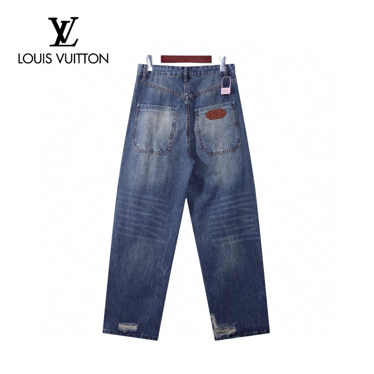Louis Vuitton LV Jeans Turquoise logo25ss Spring Summer New Straight Slim Fit Jeans Unisex Loose Fit Long Pants