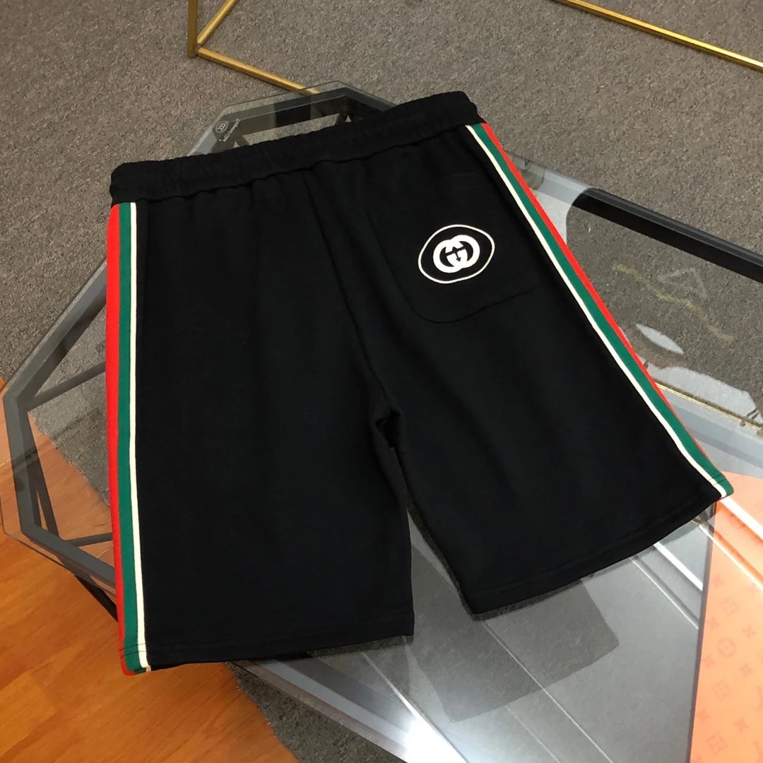 Gucci Shorts Double-sided Webbing logo Five-point Shorts25ss New Drawstring Casual Pants for Men and Women, Summer Style5Two-in-One Casual Sweatpants Pure Cotton Joggers