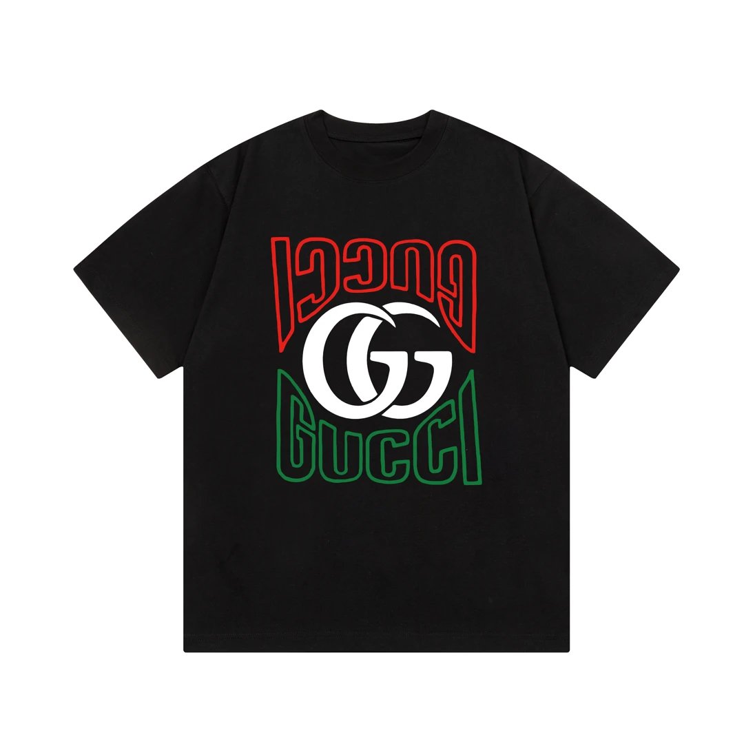 Gucci T-shirt Color Matching Double G Letter Direct Print logo round Neck Short Sleeve25ss New pure cotton T Unisex T-Shirt OS Loose Fit Base Shirt Top Half Sleeve T-Shirt