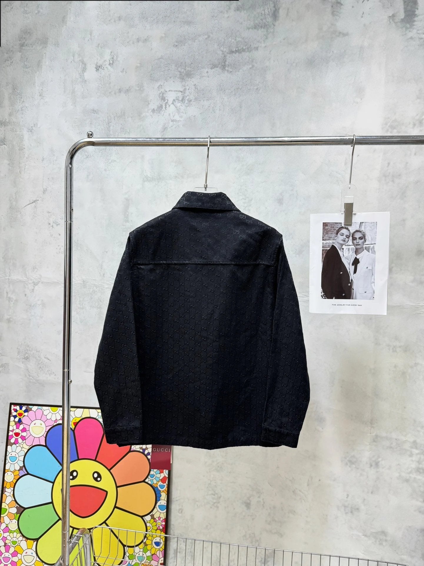 Gucci Jackets Dark Pattern Full Print Turn-down Collar Multi-pocket Jacket Casual Loose Fit Cardigan Unisex24ss Autumn and Winter New Products