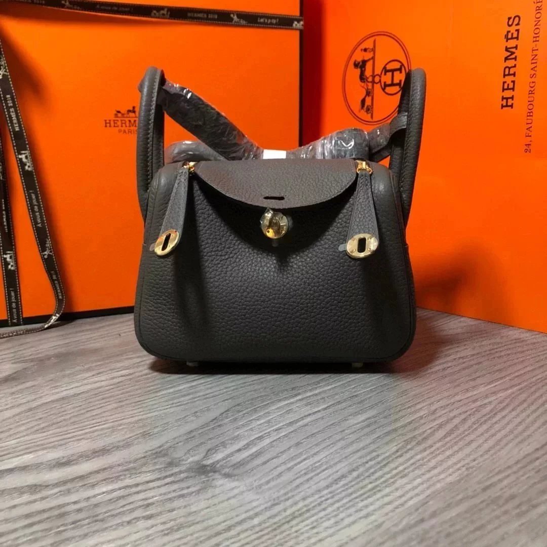 Hermes men's bag Top version 【H Handmade】2020Imported Calfskin Pure Hand Lindy Bag Doctor Bag Shoulder Handbag Medical Box Minilindy19cm26cm Women's Bag