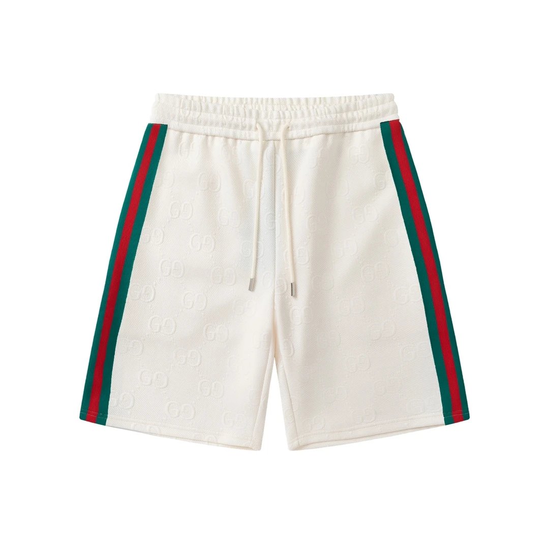 Gucci Shorts Classic Red and Green Ribbon Patchwork Embroidery Double G Letters logo Five-point Shorts25ss New Drawstring American Style Casual Summer Pants5Two-in-One Casual Sweatpants for Men and Women