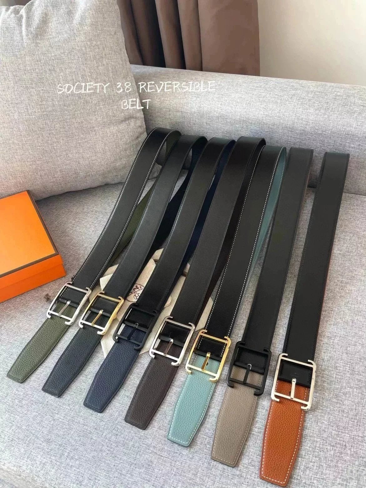 Hermes Belt Top version New Men's Lady's Pants Belt3.8cm Import togo Leather Double-Sided Lychee Pattern Pin Buckle Double-Sided Belt Stainless Steel Hardware Belt togo Leather belt H Belt Loop Business