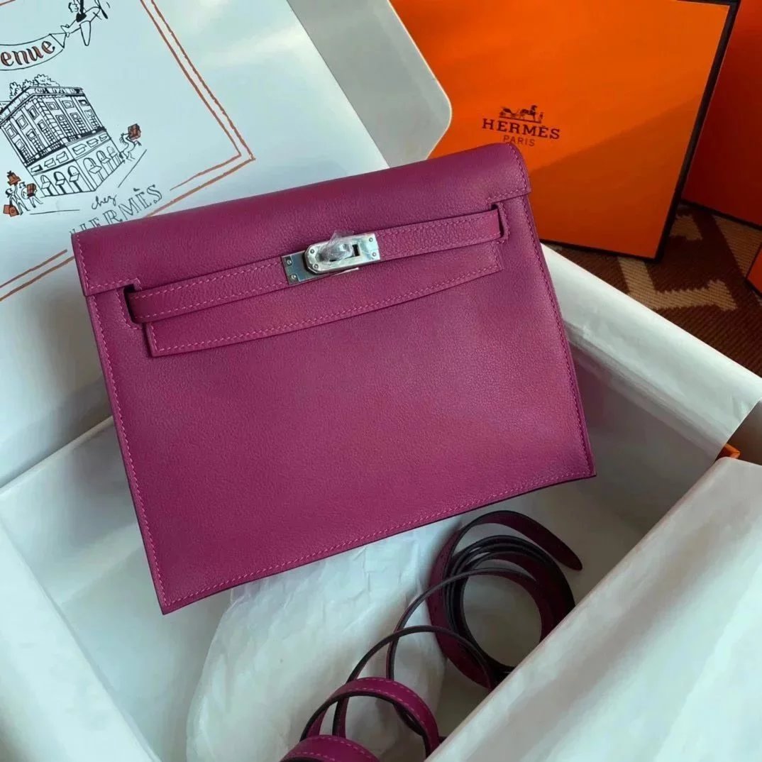 Hermes women's bag Top version 【H Handmade】Women's Bag KellyDanSe22cmevercolor Leather Imported Beeswax Thread Clutch Backpack Waist Bag Shoulder Messenger Bag Gold and Silver Buckle