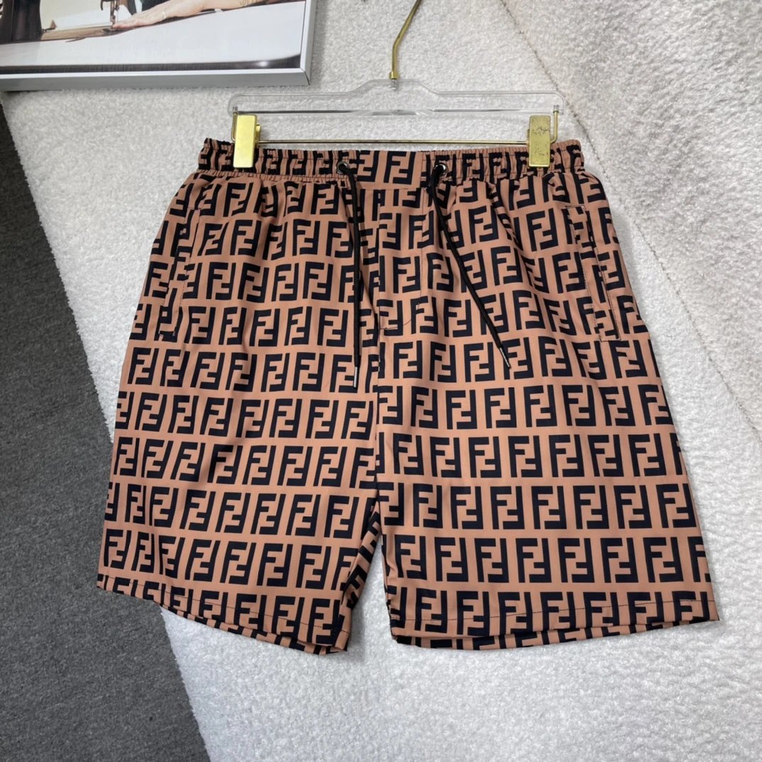 FENDl Shorts Full Body Double F Letter Printing logo Beach Shorts25ss New Five-Point Pants os Loose Quick-Dry Unisex Casual Trendy Brand Big Shorts5Pants
