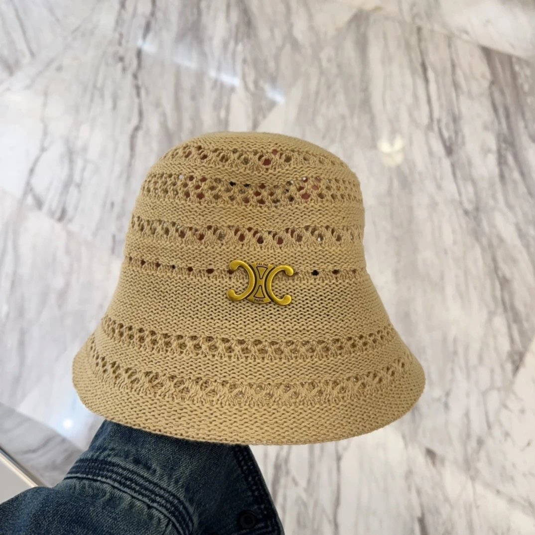Celine Hat Brand logo Fisherman Hat Casual Sun Protection UV Protection Plain Face Covering Sun Hat Outdoor Versatile Flat Top Bucket Hat