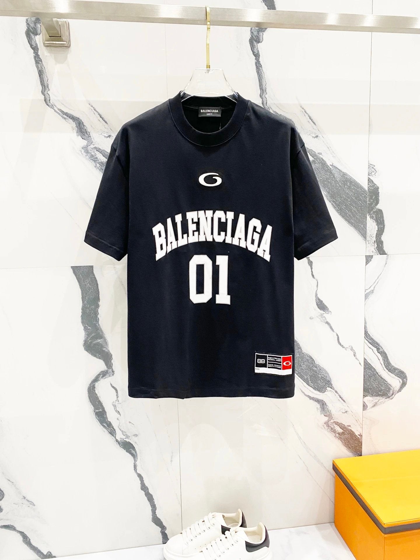 Balenciaga T-shirt Front and Back Basketball Number Printing logo round Neck Short Sleeve25ss New Pure Cotton Unisex Style T T-shirt OS Loose Fit Base Shirt Top Half Sleeve T-Shirt