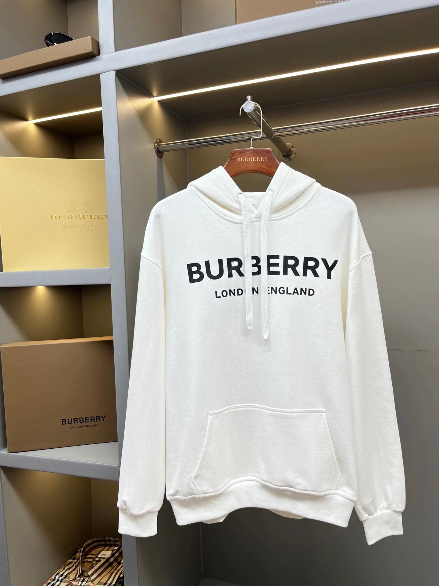 Burberry Hoodie Micro Logo Printed Cotton Hooded Sweatshirt Unisex