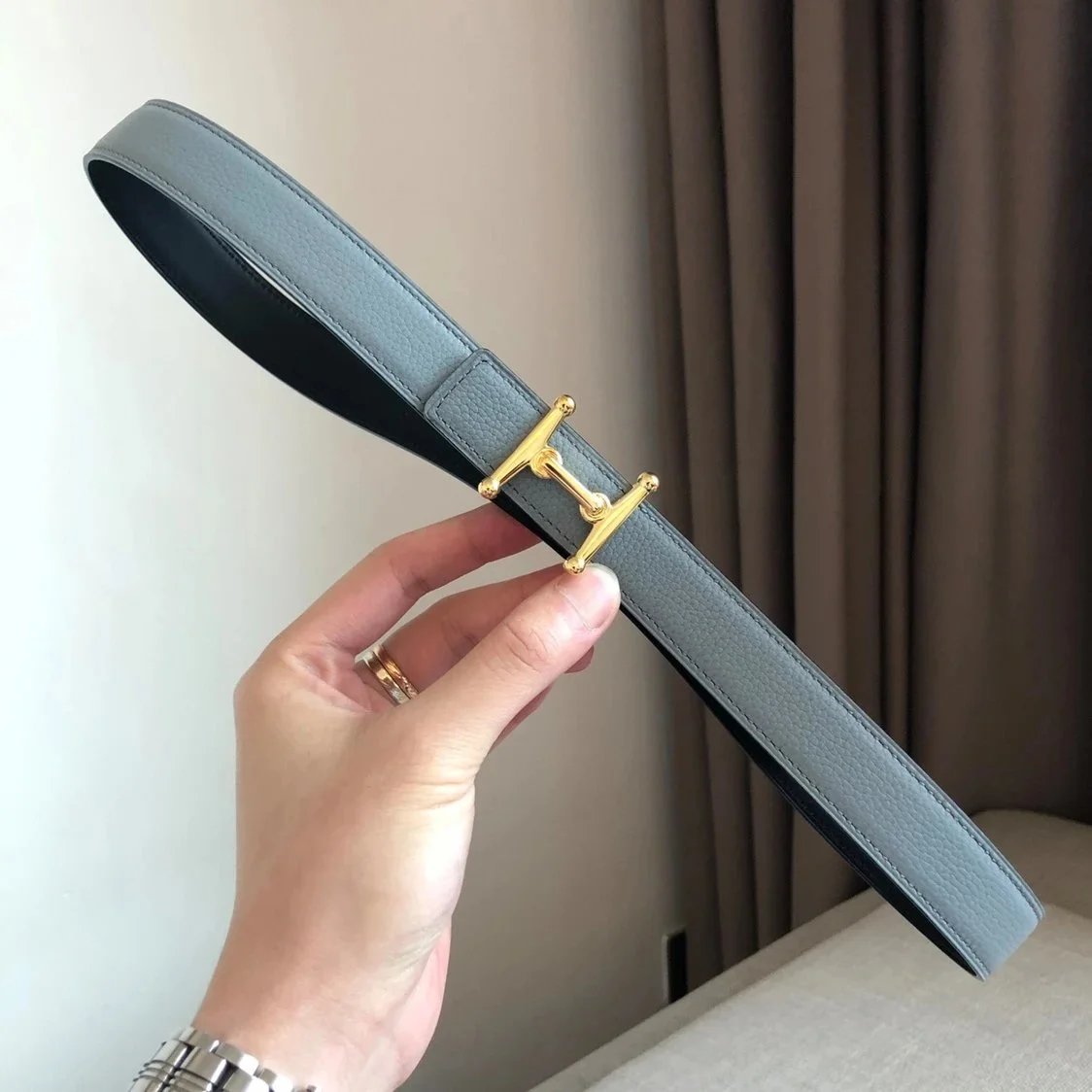 Hermes Belt Top version Women's Thin Belt Double-Sided Imported First Layer Calfskin Double-Sided Letters h Buckle Belt Skirt Shaped Accessory Women's Belt2.5Centimeter Wide