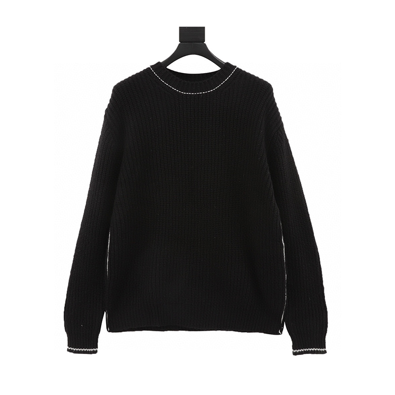 PRADA Sweater 24FW Thick Needle White Line round Neck Sweater for Men and Women