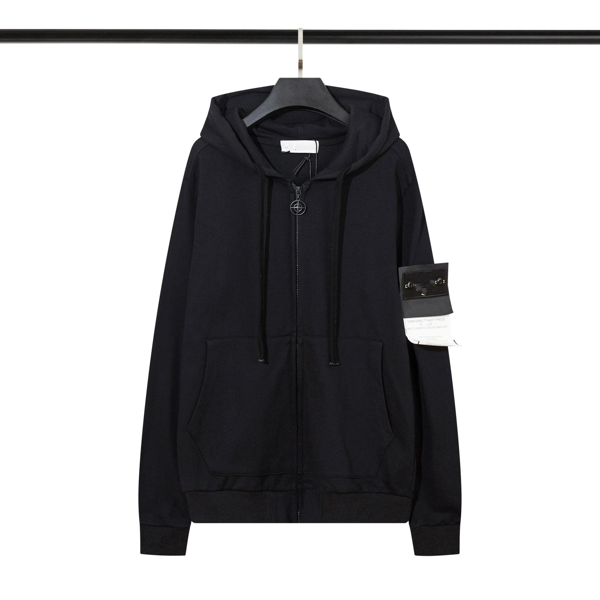 Stone Island Hoodie Spring and Autumn New European and American Fashion Brand Zipper Open Chest Hooded Sweater Same Earrings for Couple Slimming Coat