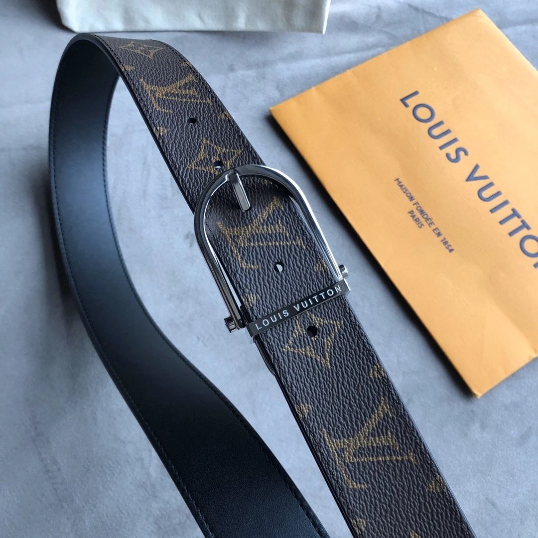 Louis Vuitton LV Belt Top version 【Counter Quality】The Most New Belt3.5cm Men's Belt Metal Buckle Men's Leather Belt with Classic Presbyopic Checkered Belt with Genuine Goods Packaging No Problem in and out of the Counter Versatile Casual Fashion Formal W
