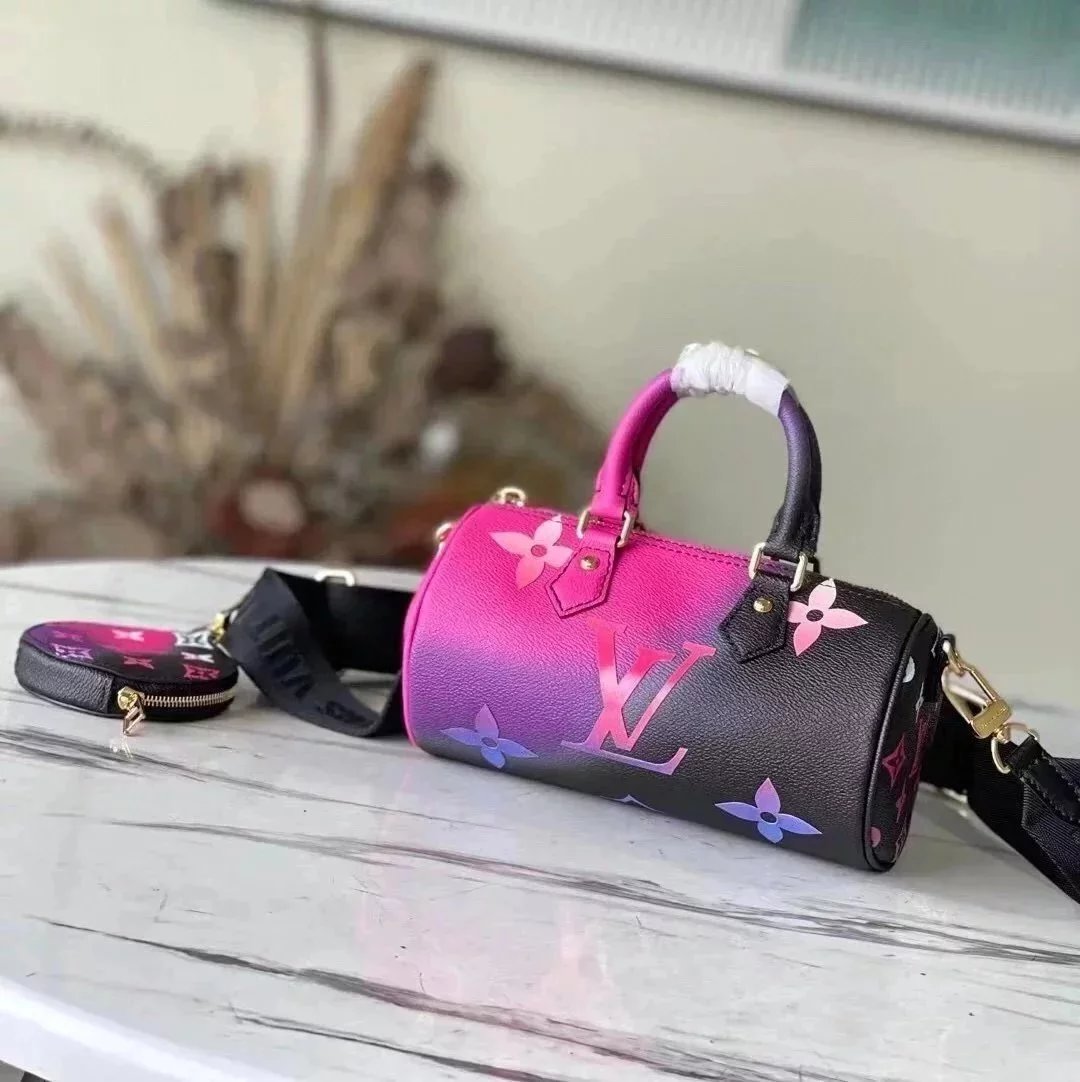 Louis Vuitton LV Women's Bag Top version Original Factory2022New Gradient Color Papillon PapillonBB Full Leather Pillow Bag Women's Shoulder Messenger Handbag Coin Purse M46078M59860