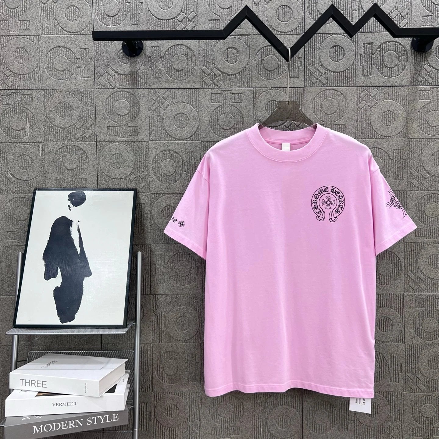 Chrome Hearts T-shirt Front and back Sanskrit letter print logo round Neck Short Sleeve25ss New pure cotton T Unisex T-Shirt OS Drop Shoulder Loose Fit Base Shirt Top T-Shirt Short Sleeve