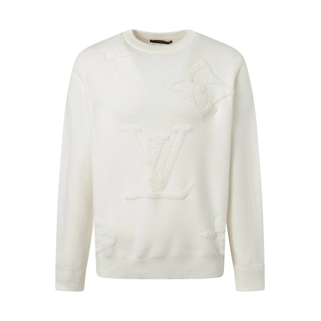Louis Vuitton LV Sweater Large chest logo Jacquard Crew Neck Sweater Long Sleeve Thickened Lazy Style OS Loose Fit Unisex Knit Top Jacket Versatile Casual Wearable Inside and Outside