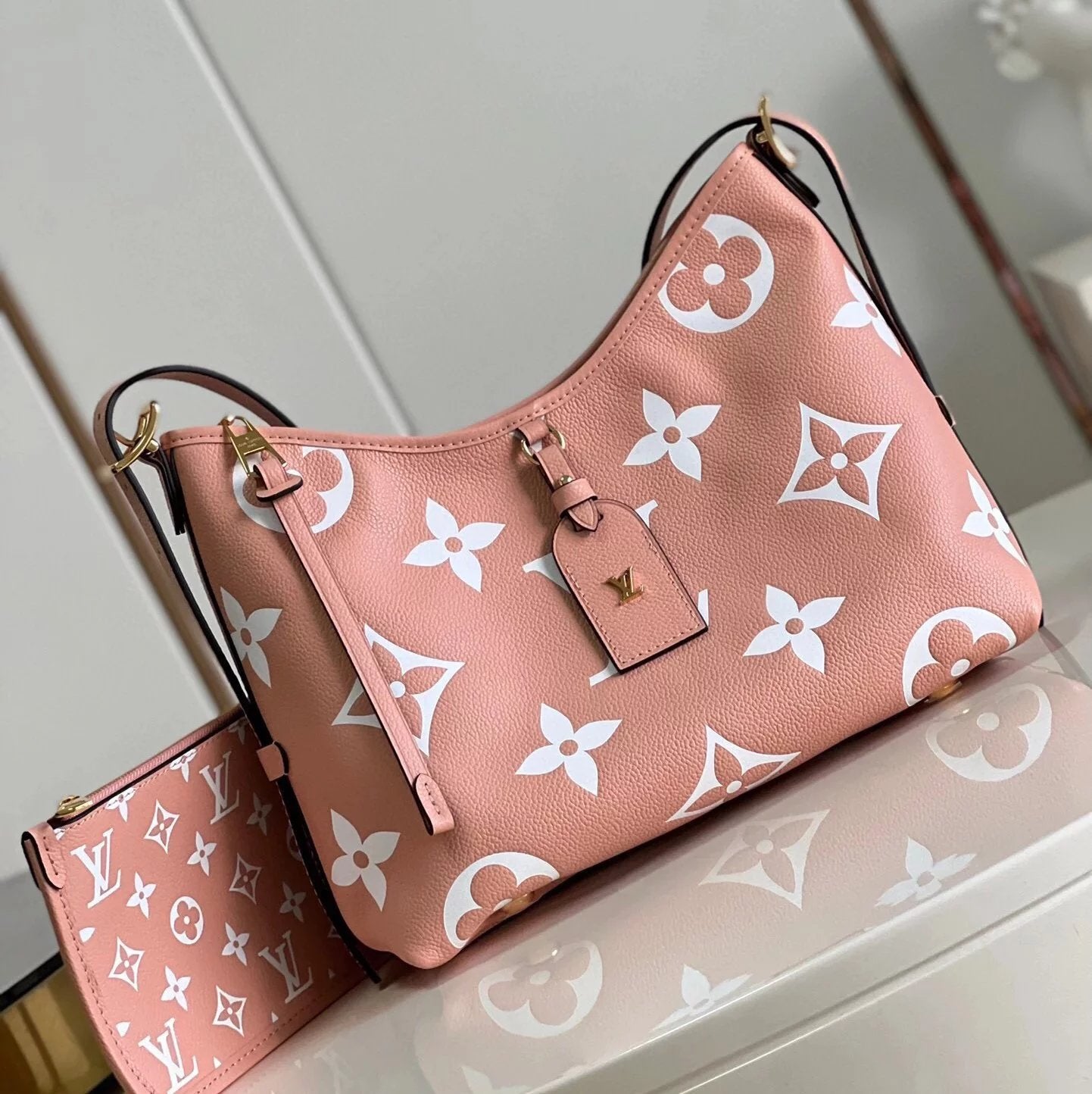Louis Vuitton LV Women's Bag Top version 【Original Leather】2022Autumn and Winter New Full Leather Embossed Series Tote Bag CARRYALL Handbag Underarm Bag Shoulder Handbag Women's Bag Hand Bag Handbag Shoulder Bag Underarm Bag Women's Bag M46288M46289