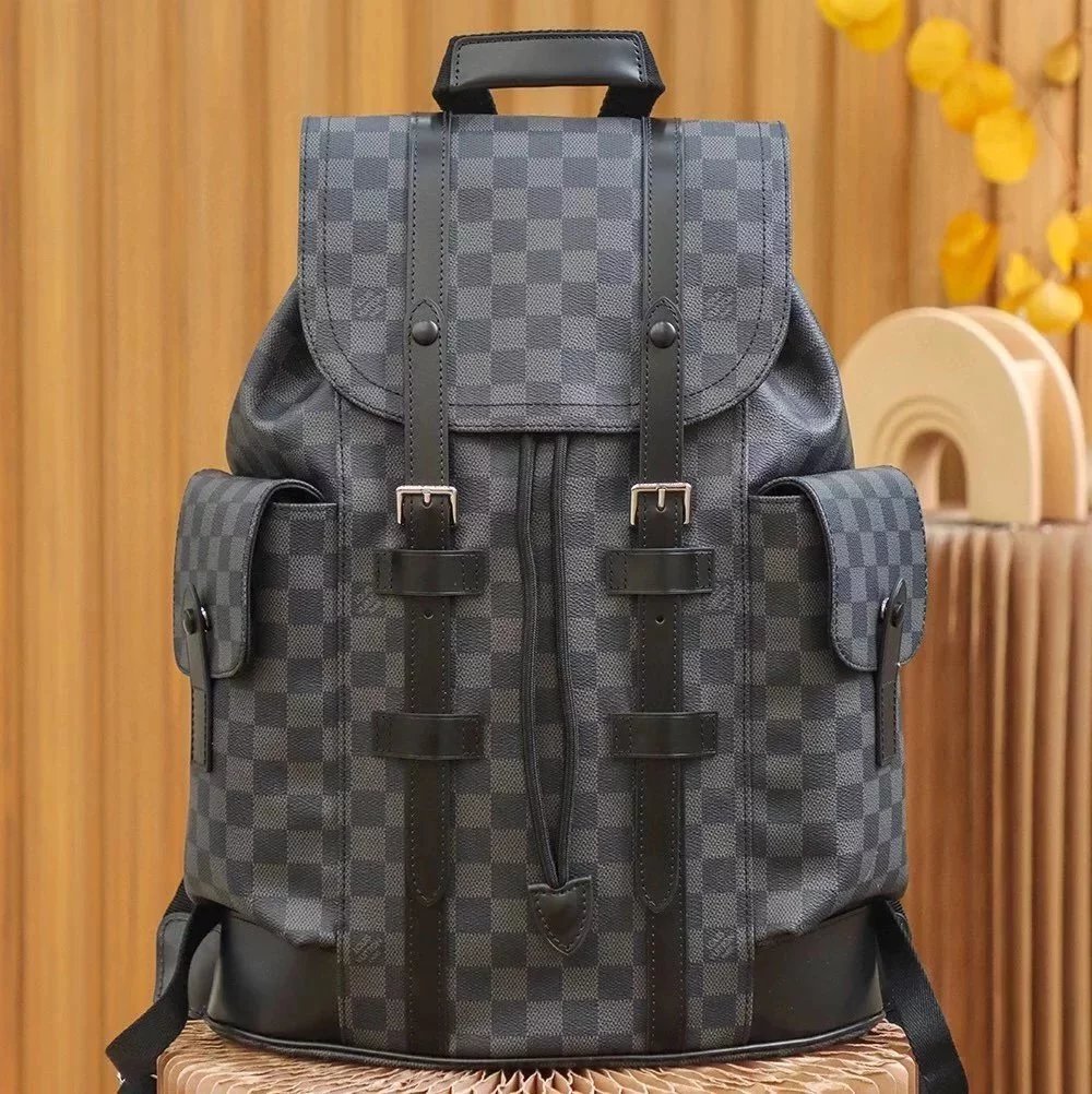 Louis Vuitton LV Backpack Top version M45419Silver Black Flower CHRISTOPHER Backpack Travel Bag Handbag Men's Bag Backpack Schoolbag Hiking Backpack N41379Black Plaid M43735Presbyopic