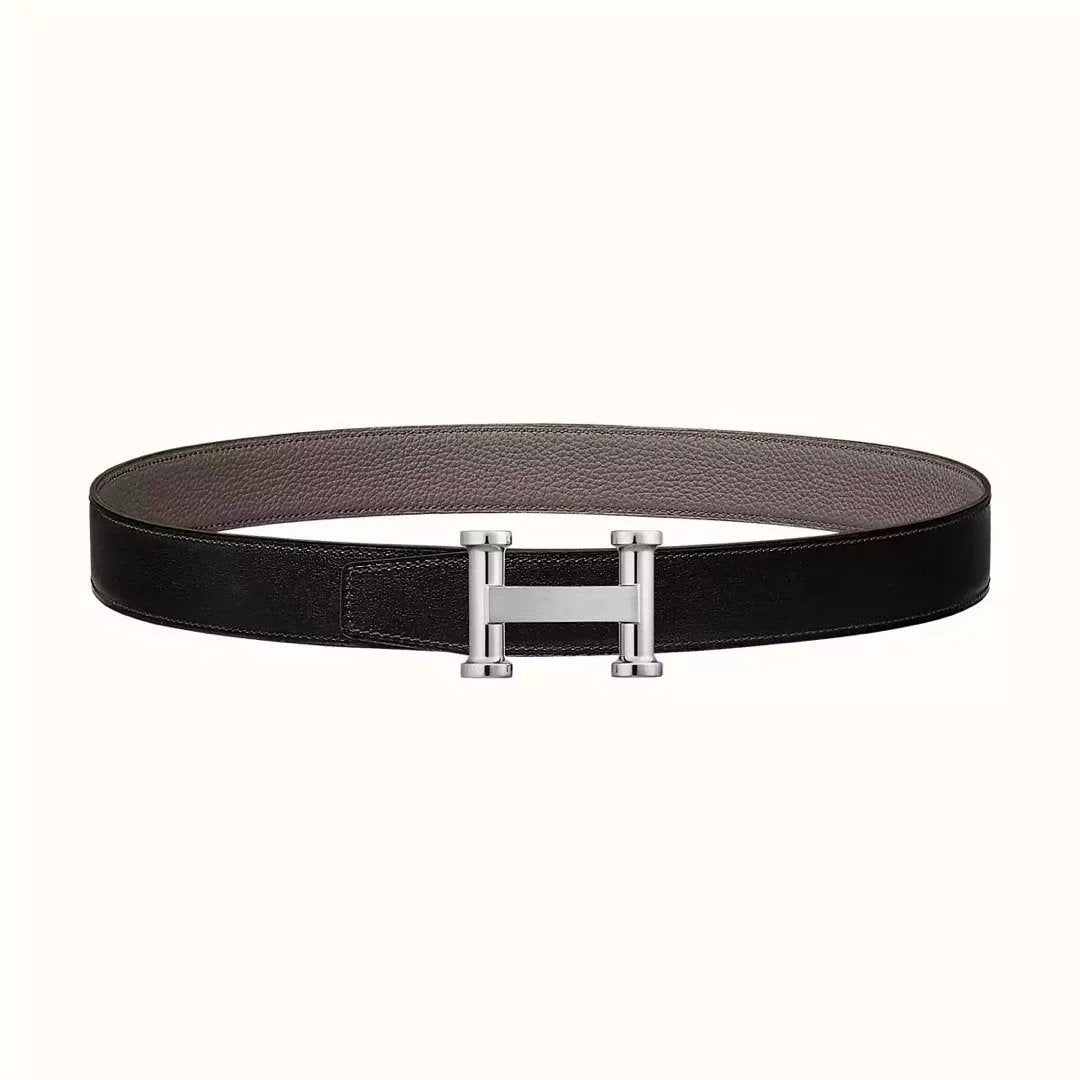 Hermes Belt Top version 【New products in stock】Genuine Leather Belt Business Casual Men and Women H Buckle Belt Double-Sided Available Pant Belt32mm