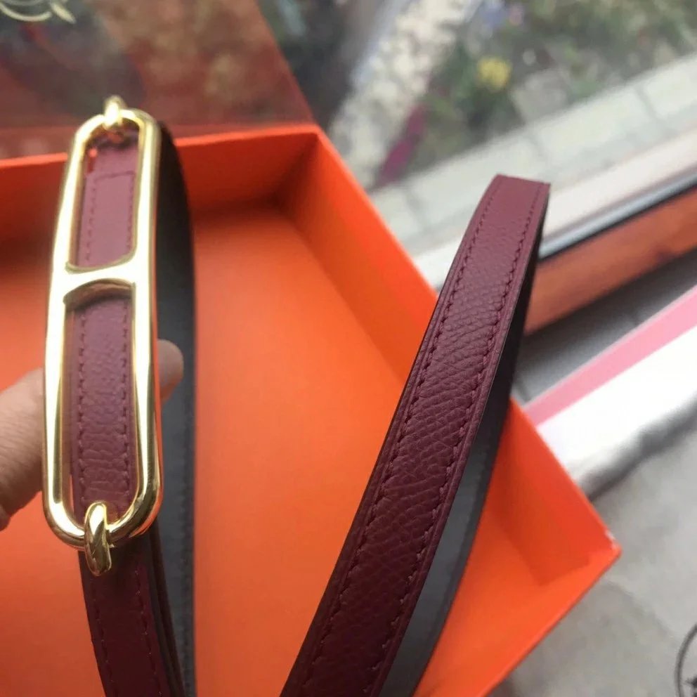 Hermes Belt Top version Women's Leather Belt Fashion All-Matching Women's Thin Belt Internet Celebrity Same Style Dress Belt