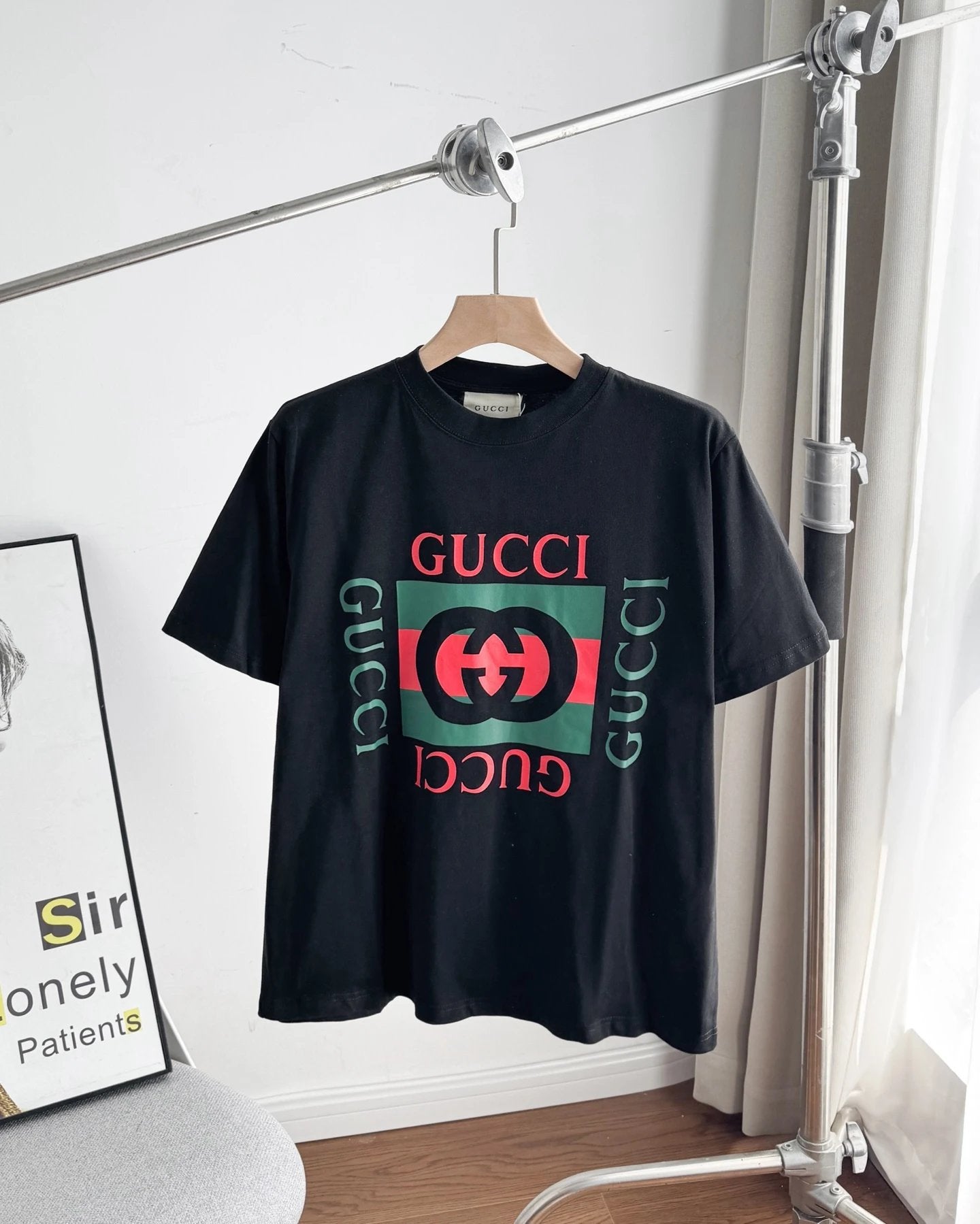 Gucci T-shirt Double-breasted G Letter Pattern Printing logo round Neck Short Sleeve25ss New Pure Cotton Unisex Style T T-shirt OS Loose Fit Base Shirt Top Half Sleeve T-Shirt