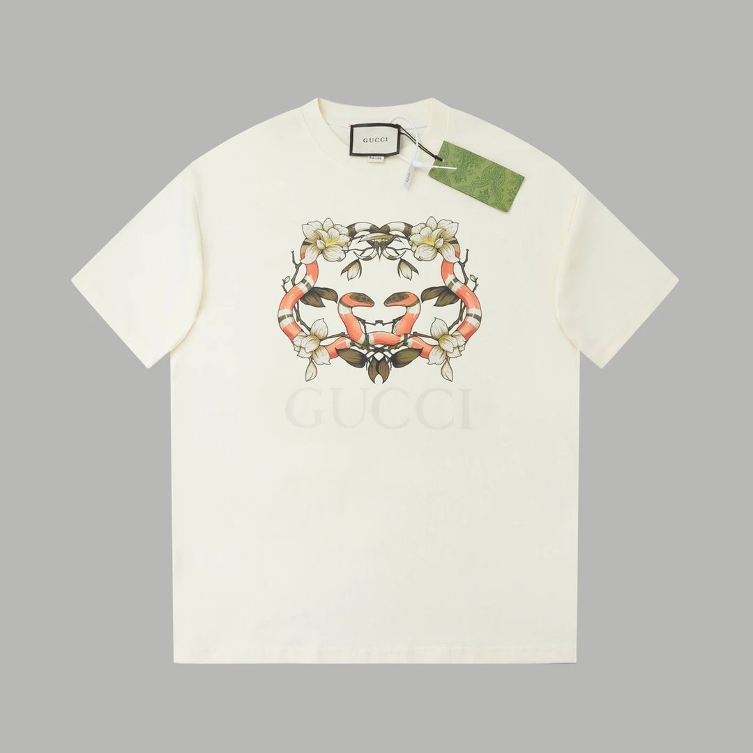 Gucci T-shirt Year of the Snake Limited Edition Classic Coiled Snake Pattern Print logo round Neck Short Sleeve25ss New Pure Cotton Unisex Style T T-shirt OS Loose Fit Base Shirt Half Sleeve T-Shirt Top