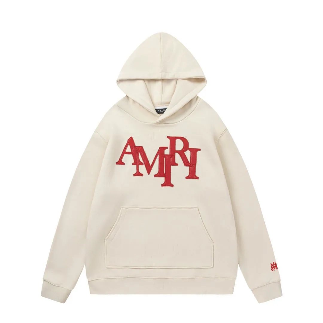 Amiri Hoodie 2024Autumn and Winter New Paste Cloth Embroidery Letter Pattern Hooded Sweater for Men and Women