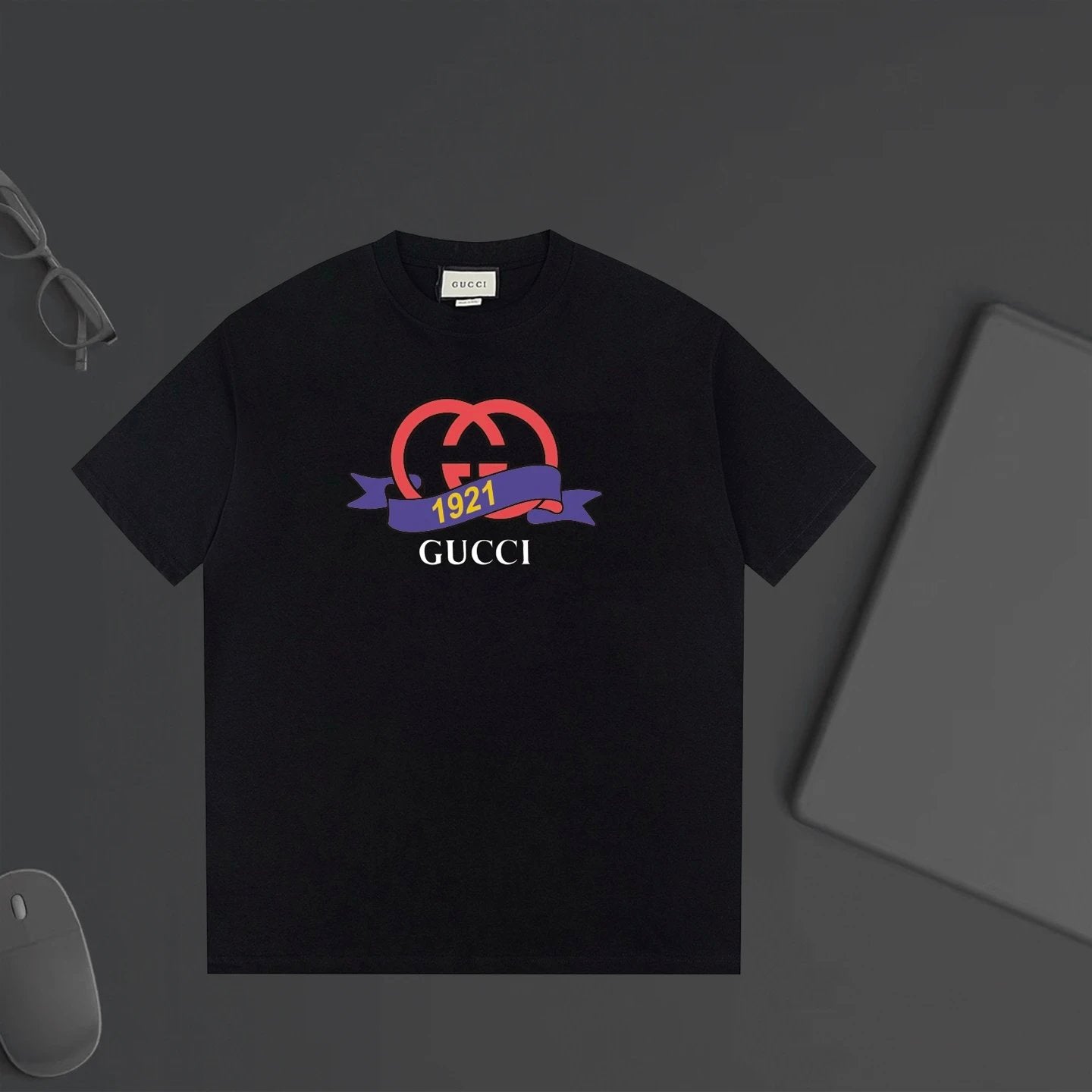 Gucci T-shirt Chest1921Double G Letter Printing logo round Neck Short Sleeve25ss New Pure Cotton Unisex Style T T-shirt OS Loose Fit Base Shirt Top Half Sleeve T-Shirt