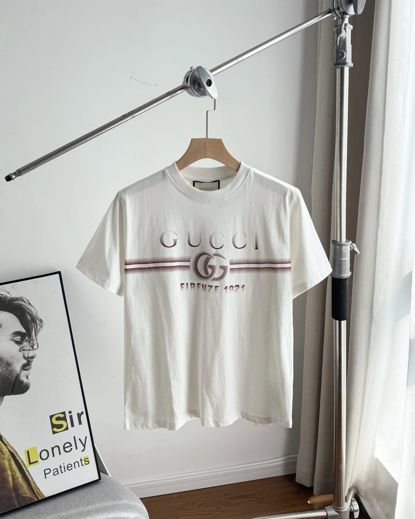 Gucci T-shirt Chest with Faded Letter Print logo round Neck Short Sleeve25ss New pure cotton T Unisex T-Shirt OS Drop Shoulder Loose Fit Base Shirt Top T-Shirt Short Sleeve